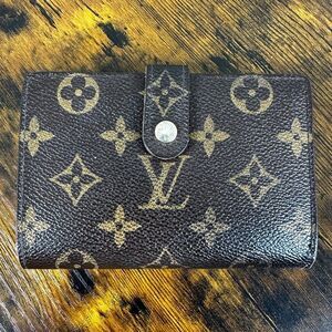 LOUIS VUITTON Monogram Portefeuille Viennois Bifold Wallet Brown Kiss Lock Vinta